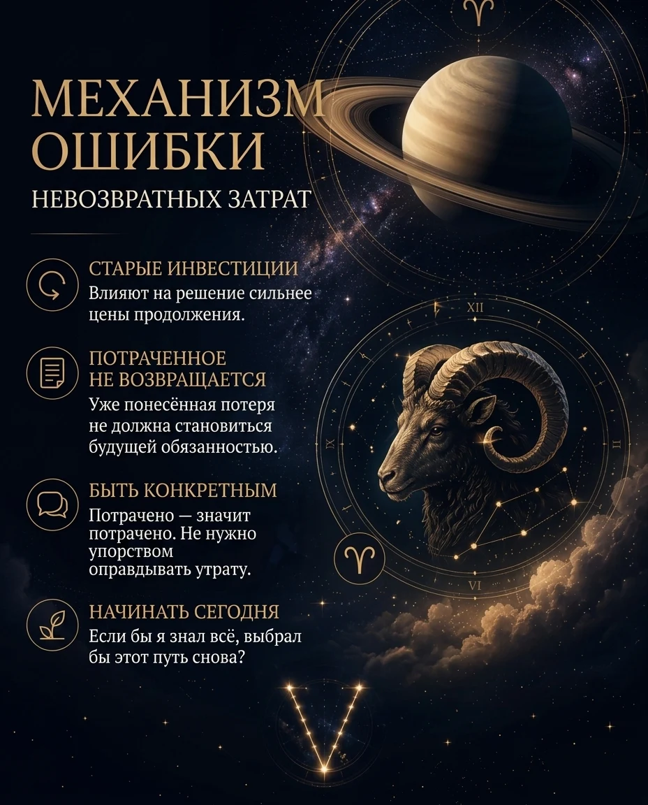 Я часто замечаю, как прошлые вложения начинают влиять на решение сильнее, чем цена продолжения